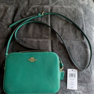 Coach Green Leather Crossbody Bag with Adjustable Strap